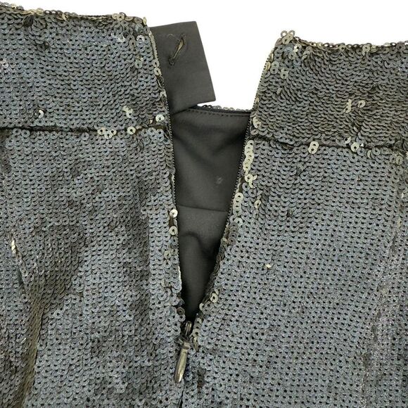 Halston Skirt Sequin Pencil Navy Blue Sparkle Womens Size 8 Formal Knee Length - Picture 4 of 7